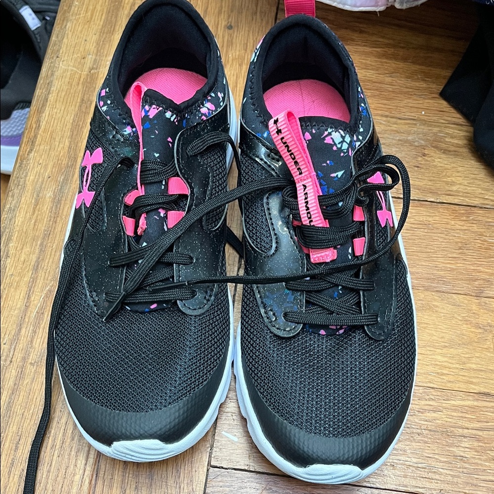 Under Armour kids  Black and Pink Athletic Sneakers
